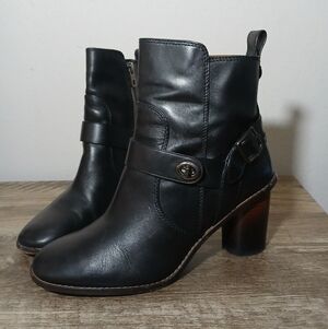 Coach Moto Bootie Heel Black Leather Women's Size 8